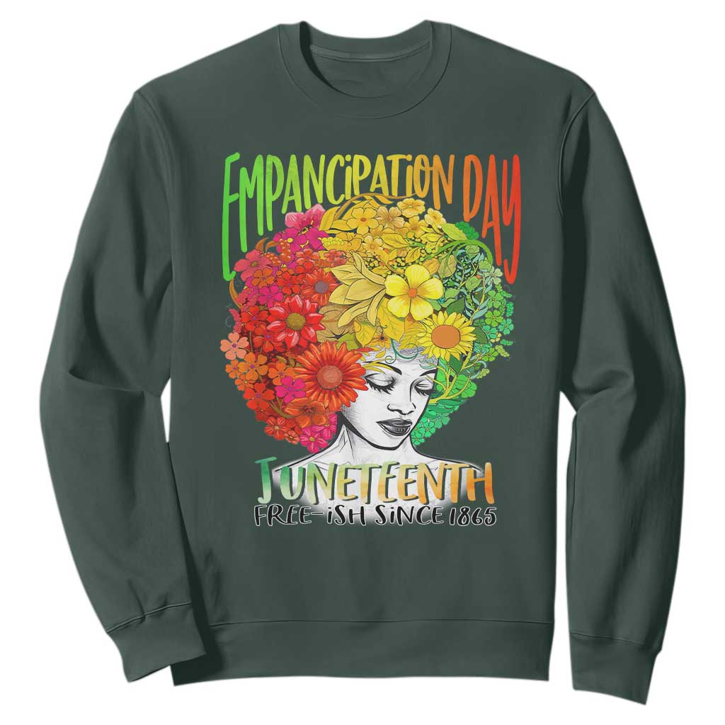 Freeish Since 1865 Juneteenth Sweatshirt Freedom Day African American June 19th Black Women Floral Hair TS01