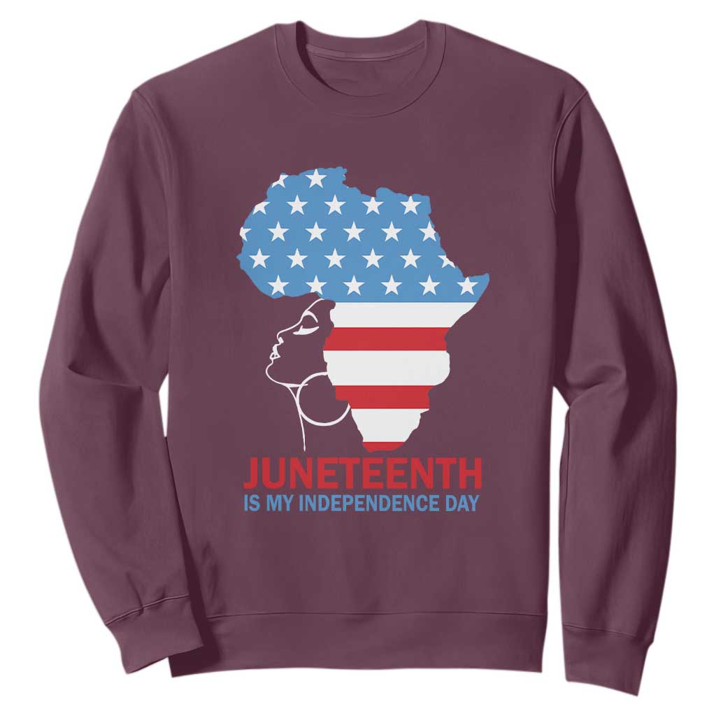 Juneteenth Is My Independence Day Sweatshirt African Woman Not 4th Of July TS01
