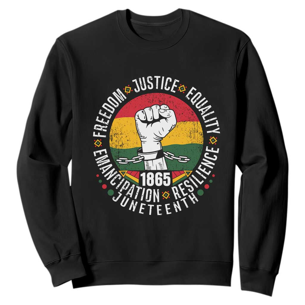 Juneteenth Raised Fist Sweatshirt Freedom Justice Equality Emancipation Resilience TS01