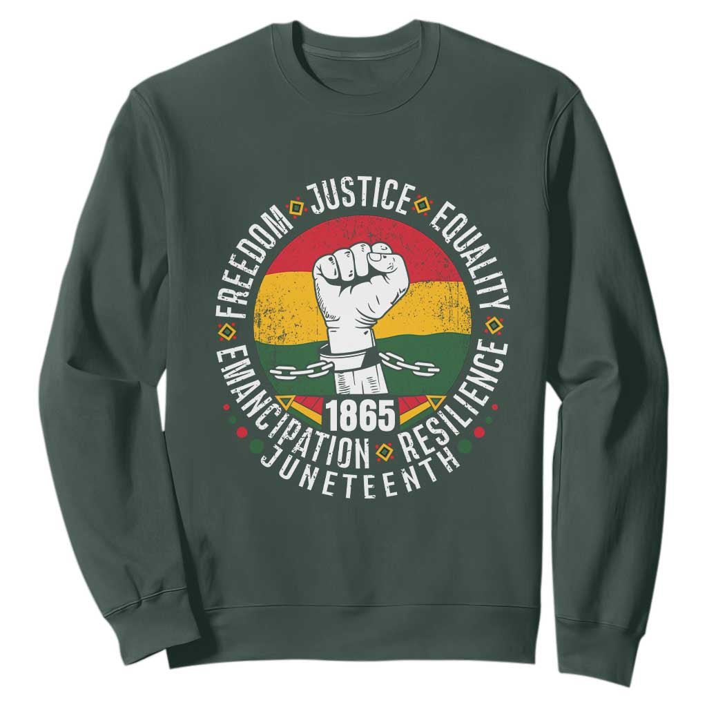 Juneteenth Raised Fist Sweatshirt Freedom Justice Equality Emancipation Resilience TS01