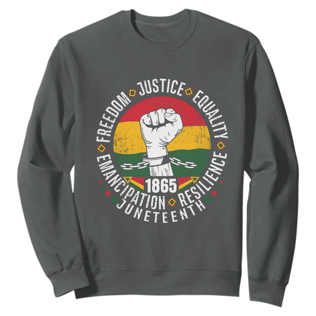 Juneteenth Raised Fist Sweatshirt Freedom Justice Equality Emancipation Resilience TS01