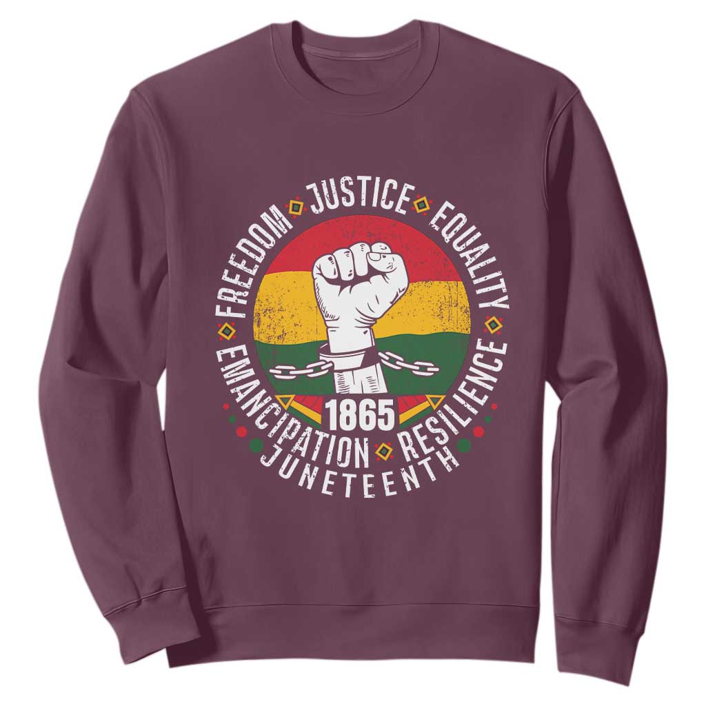 Juneteenth Raised Fist Sweatshirt Freedom Justice Equality Emancipation Resilience TS01