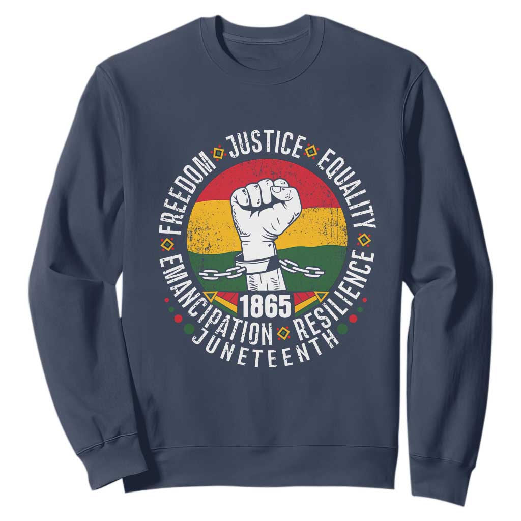 Juneteenth Raised Fist Sweatshirt Freedom Justice Equality Emancipation Resilience TS01