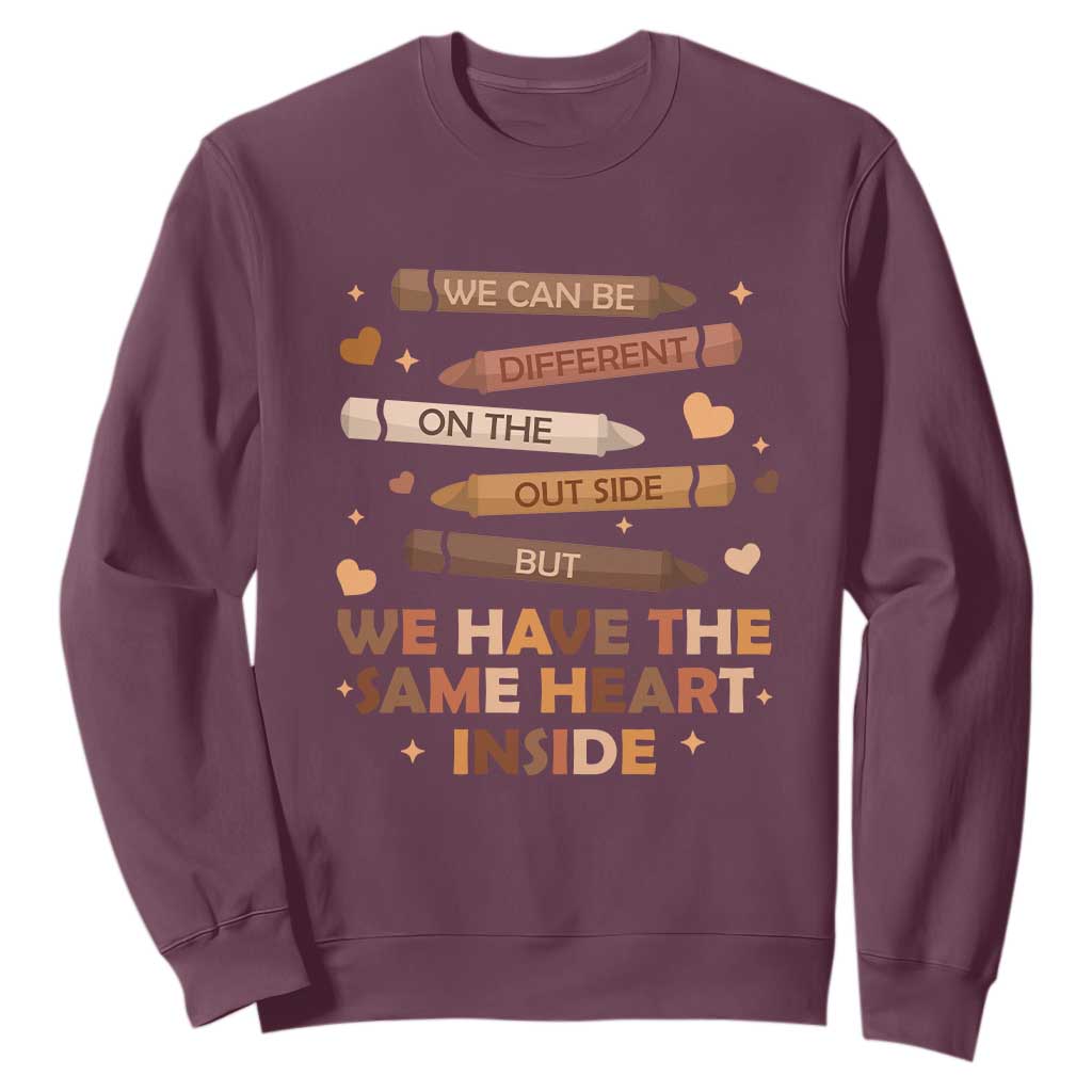 Black Pride Teaching Sweatshirt For Teacher We Have The Same Heart Inside BHM African American TS01