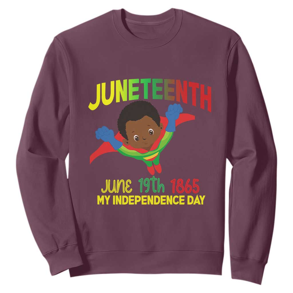 Juneteenth Is My Independence Day Sweatshirt Super Hero Black Boy TS01