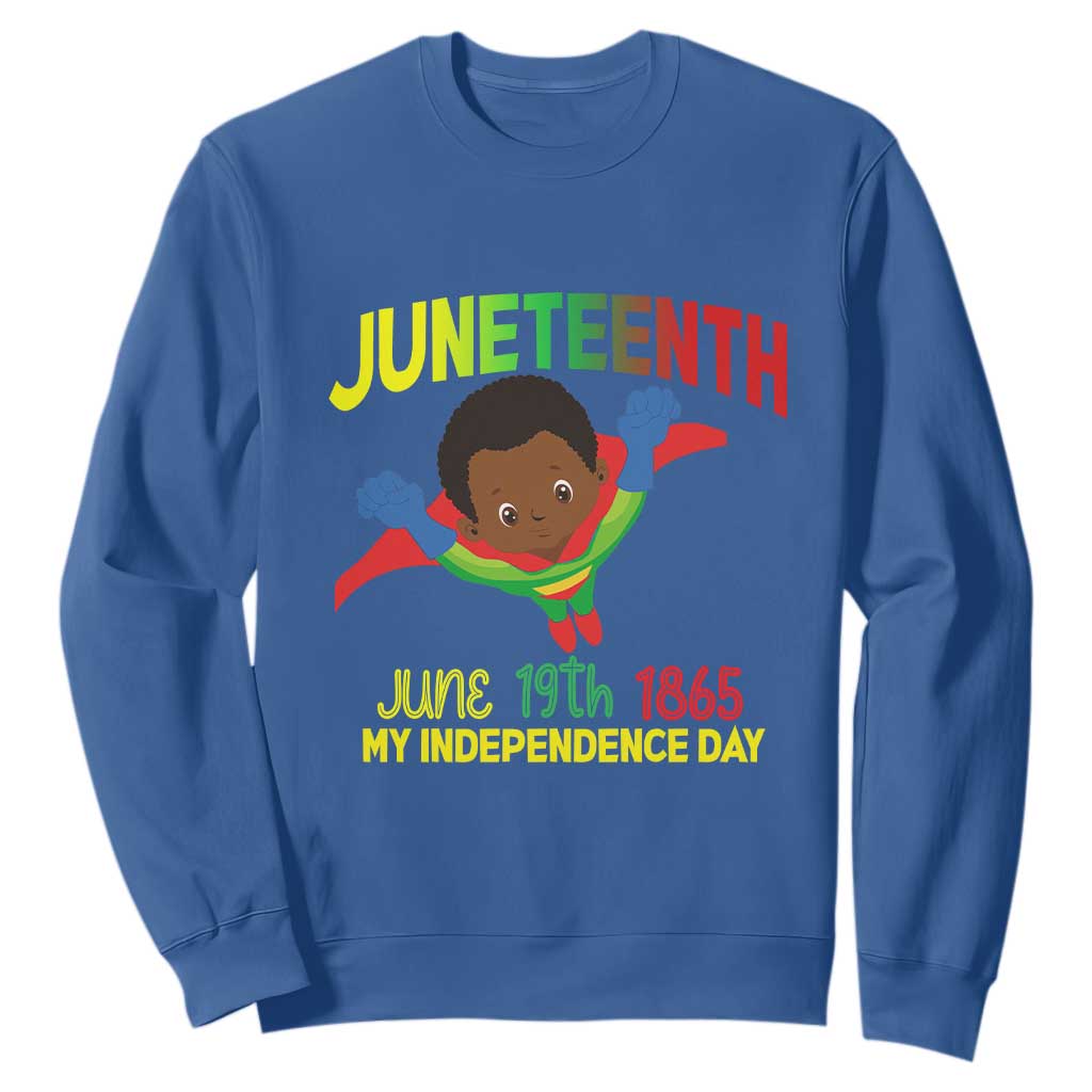 Juneteenth Is My Independence Day Sweatshirt Super Hero Black Boy TS01