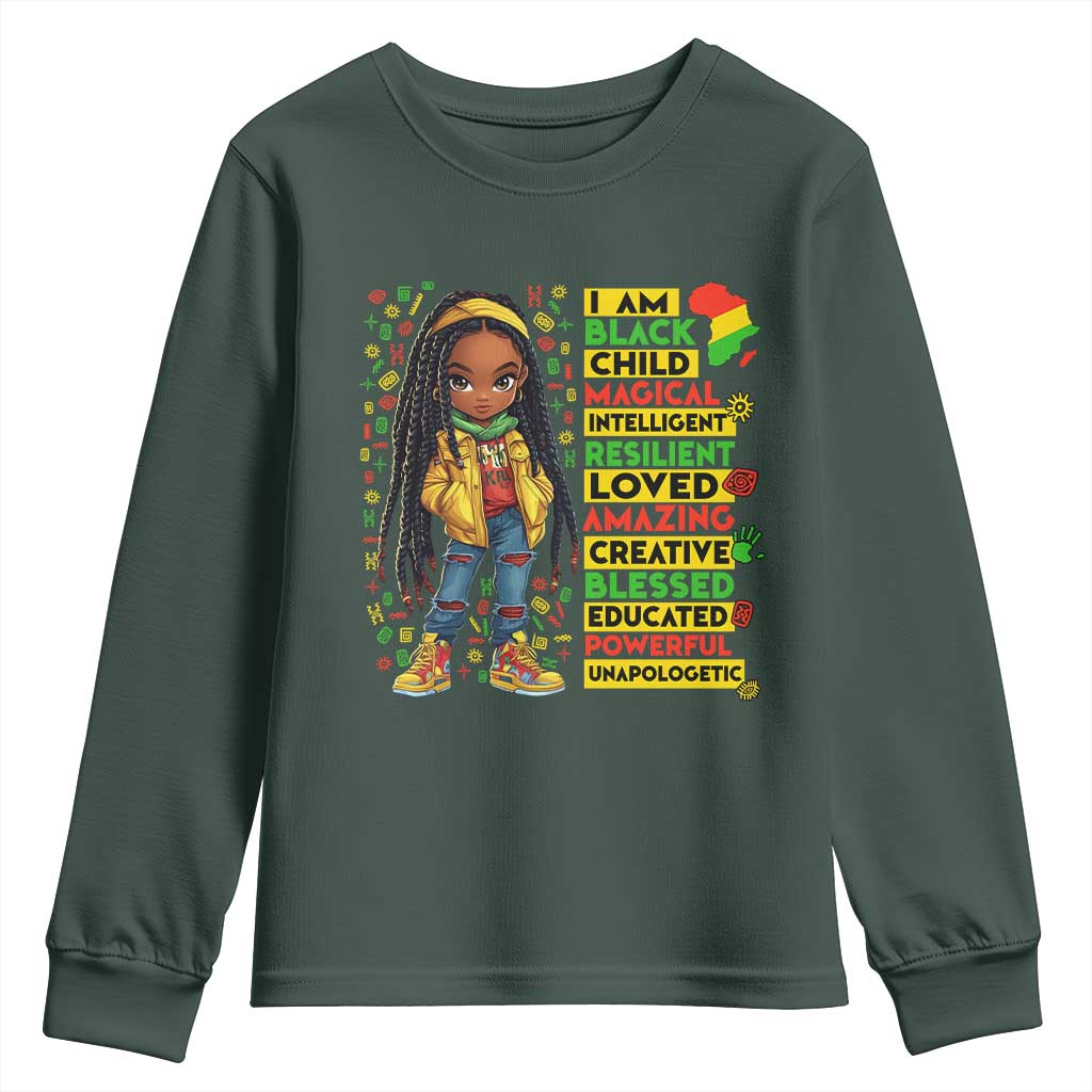 I Am Black Child Locd Girl Youth Sweatshirt African Pride Black History Month TS02