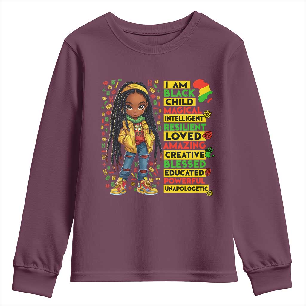 I Am Black Child Locd Girl Youth Sweatshirt African Pride Black History Month TS02