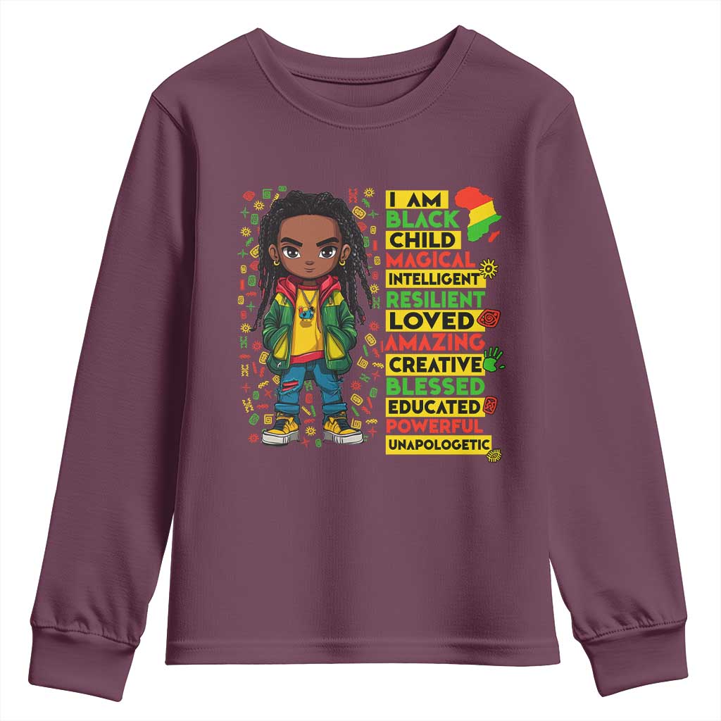 I Am Black Child Locd Boy Youth Sweatshirt African Pride Black History Month TS02