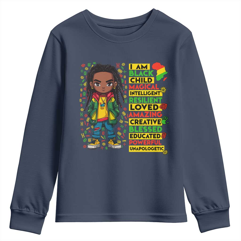 I Am Black Child Locd Boy Youth Sweatshirt African Pride Black History Month TS02