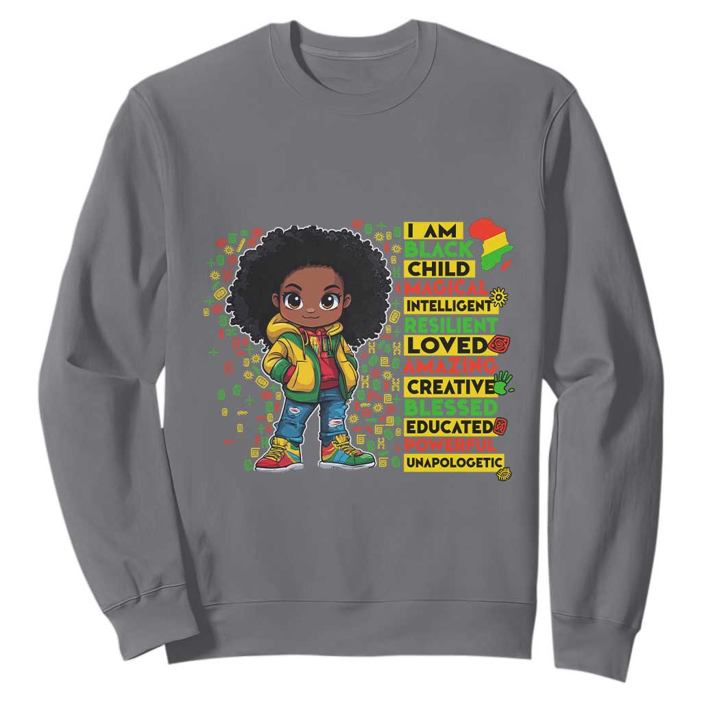 I Am Black Child Afro Girl Sweatshirt African American Pride Black History Month TS02