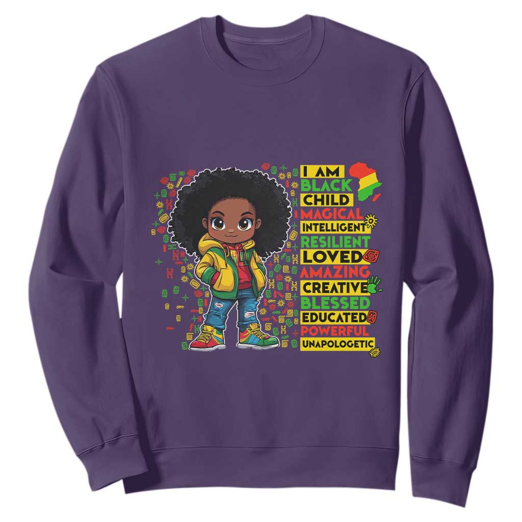 I Am Black Child Afro Girl Sweatshirt African American Pride Black History Month TS02