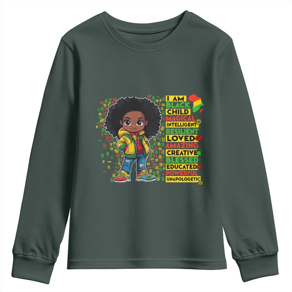 I Am Black Child Afro Girl Youth Sweatshirt African American Pride Black History Month TS02