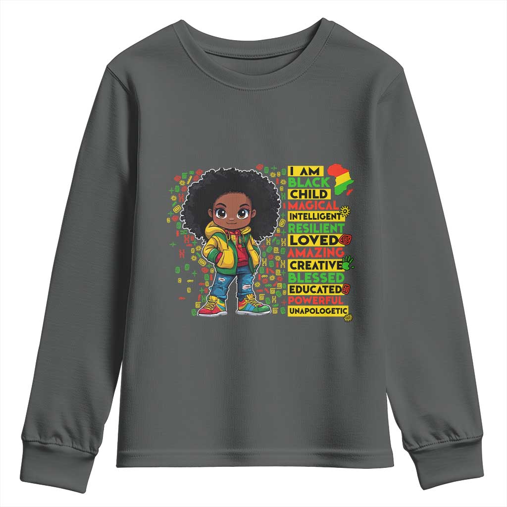 I Am Black Child Afro Girl Youth Sweatshirt African American Pride Black History Month TS02