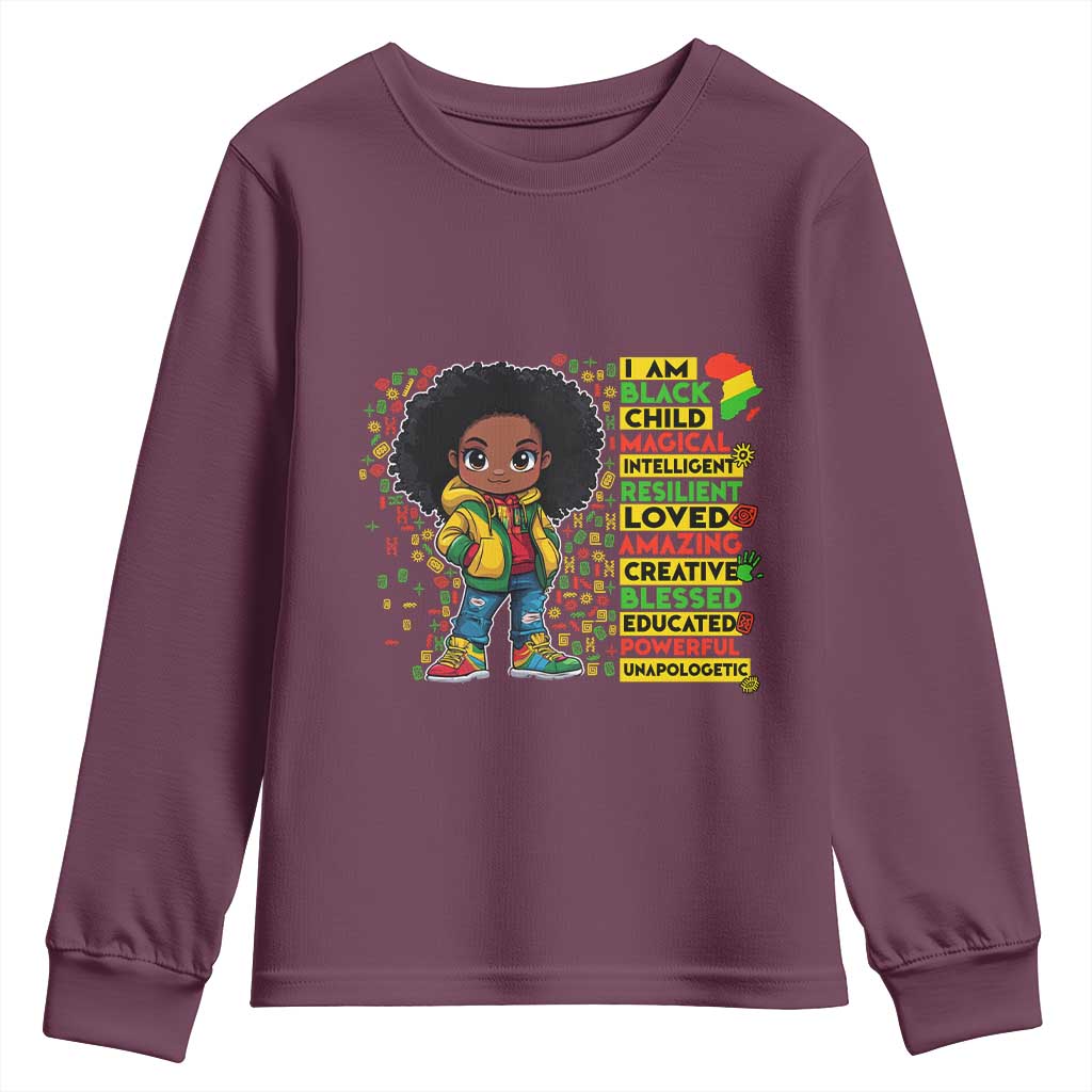 I Am Black Child Afro Girl Youth Sweatshirt African American Pride Black History Month TS02