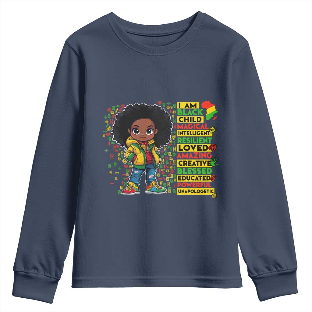 I Am Black Child Afro Girl Youth Sweatshirt African American Pride Black History Month TS02