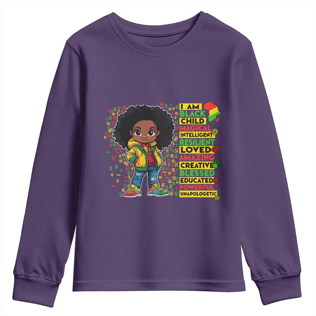 I Am Black Child Afro Girl Youth Sweatshirt African American Pride Black History Month TS02