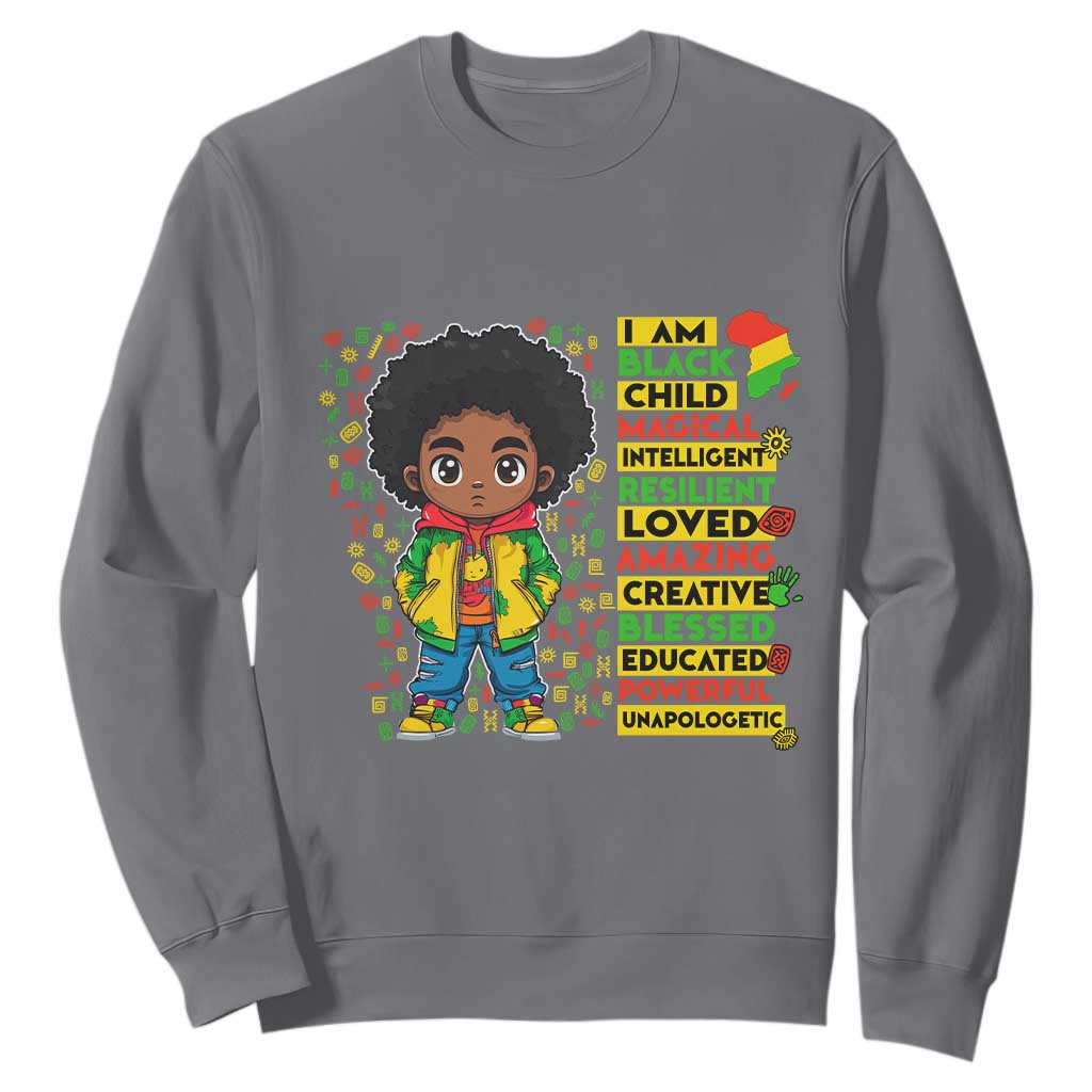 I Am Black Child Afro Boy Sweatshirt African American Pride Black History Month TS02