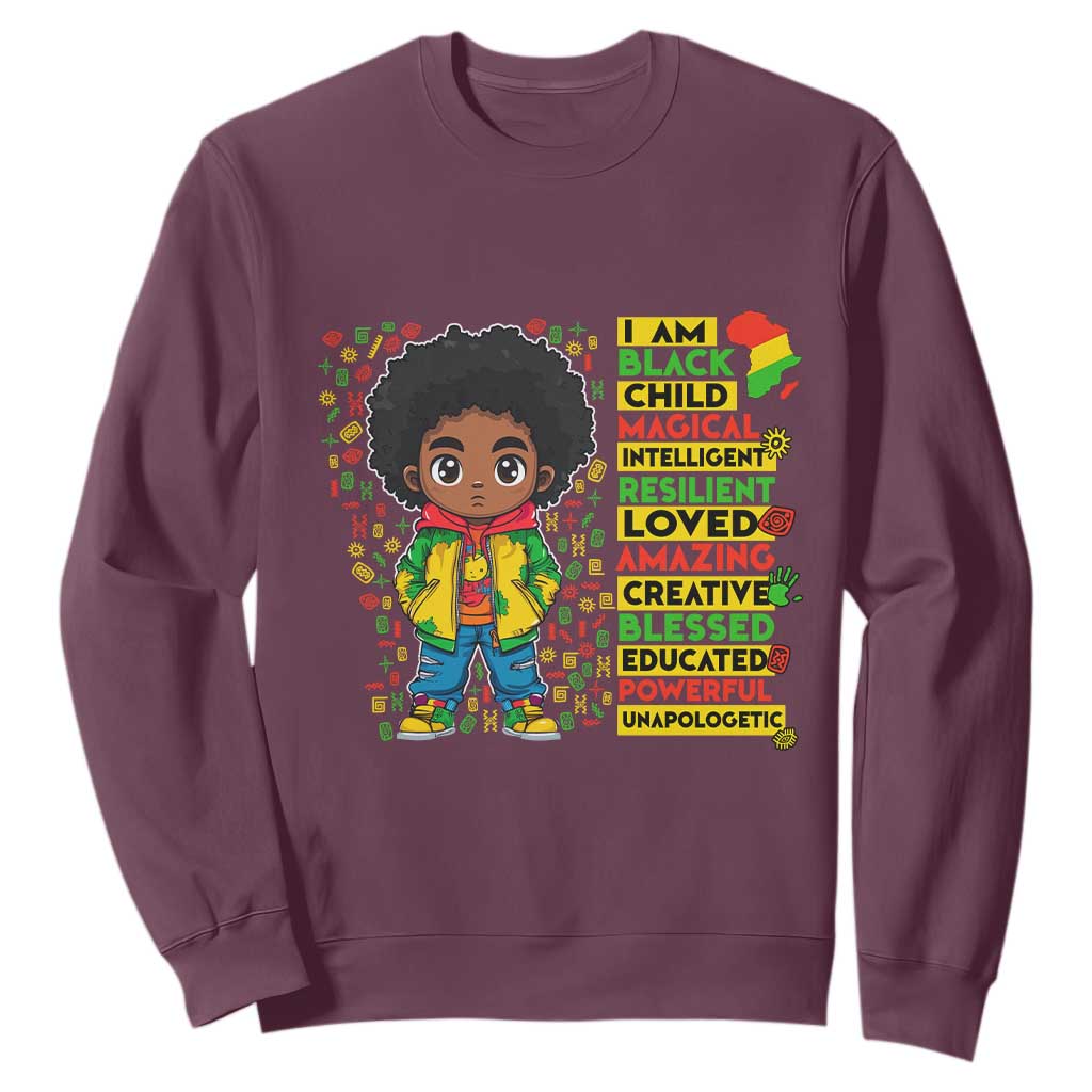 I Am Black Child Afro Boy Sweatshirt African American Pride Black History Month TS02