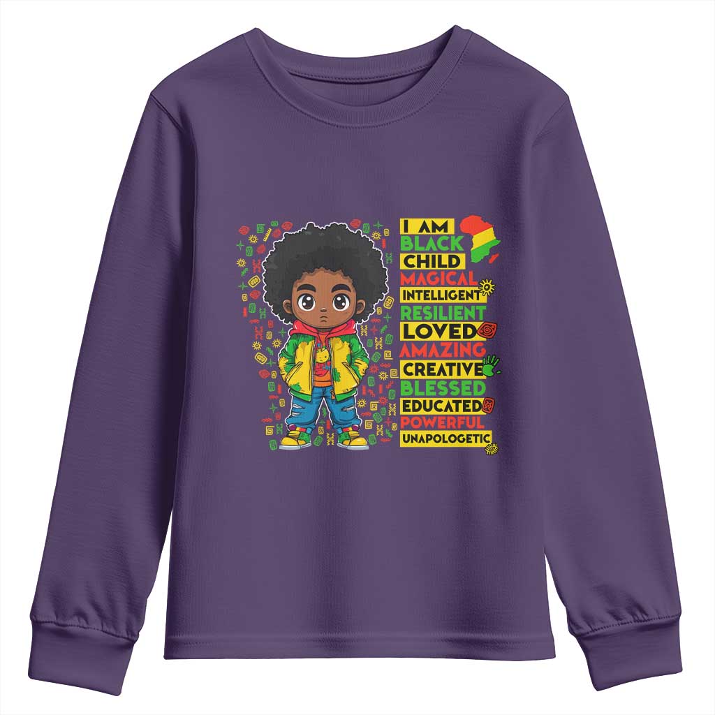 I Am Black Child Afro Boy Youth Sweatshirt African American Pride Black History Month TS02