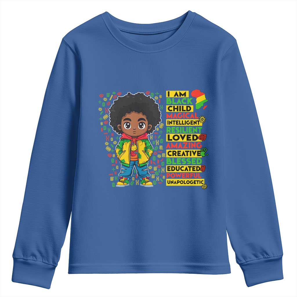 I Am Black Child Afro Boy Youth Sweatshirt African American Pride Black History Month TS02
