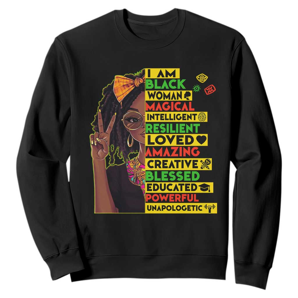 I Am Black Woman With Locd Sweatshirt African Pride Black History Month TS02