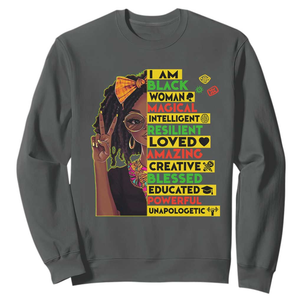 I Am Black Woman With Locd Sweatshirt African Pride Black History Month TS02