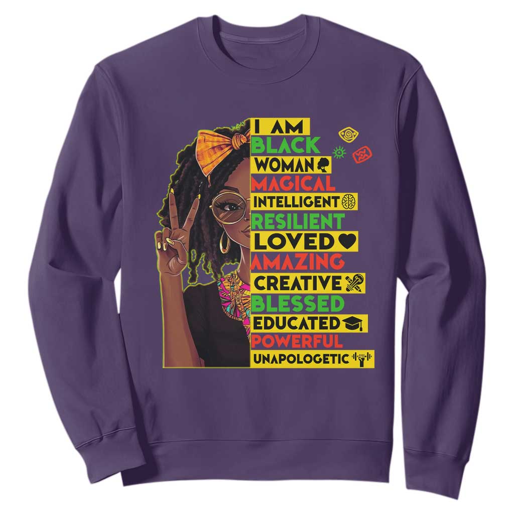 I Am Black Woman With Locd Sweatshirt African Pride Black History Month TS02