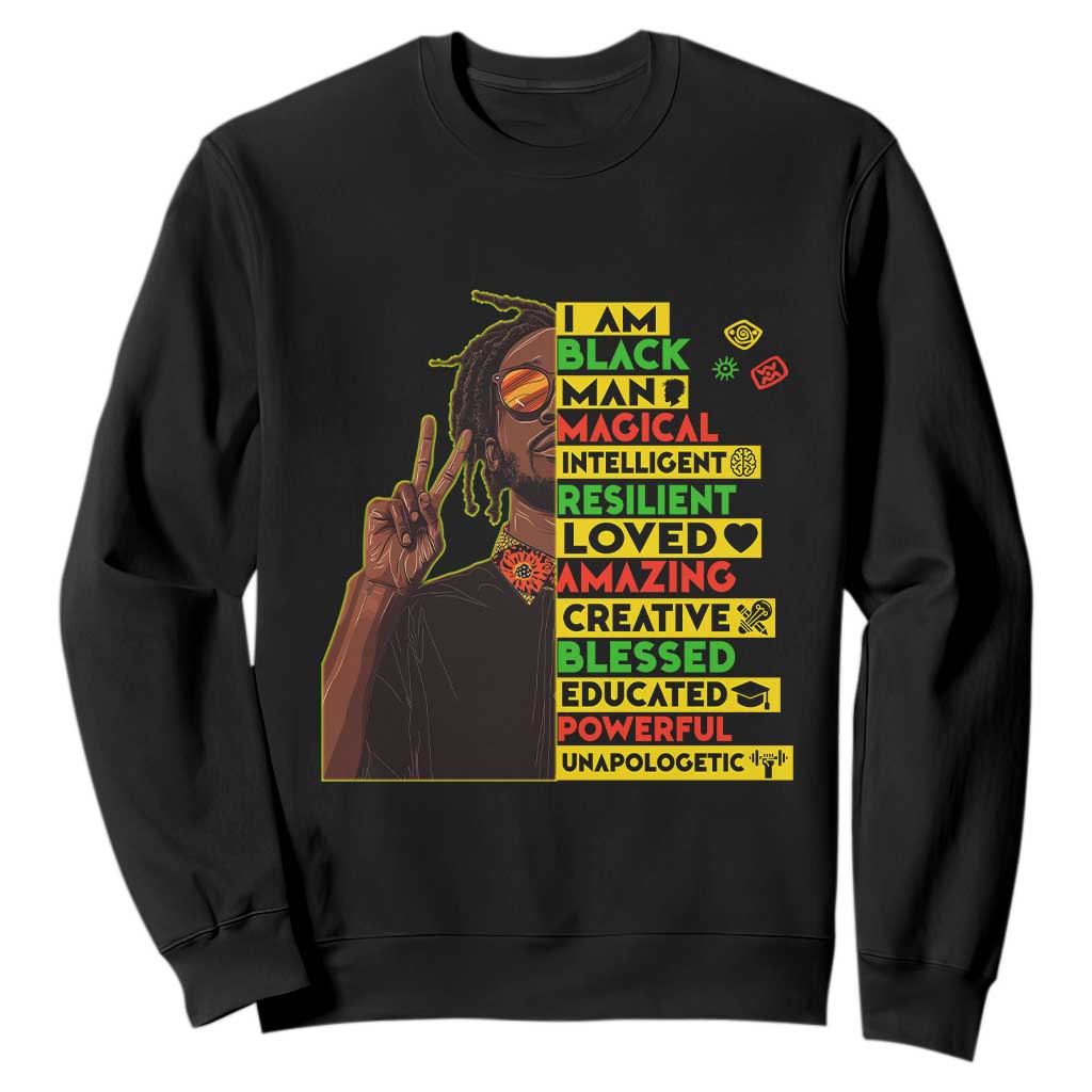 I Am Black Man With Locd Sweatshirt Cool African Pride Black History Month TS02