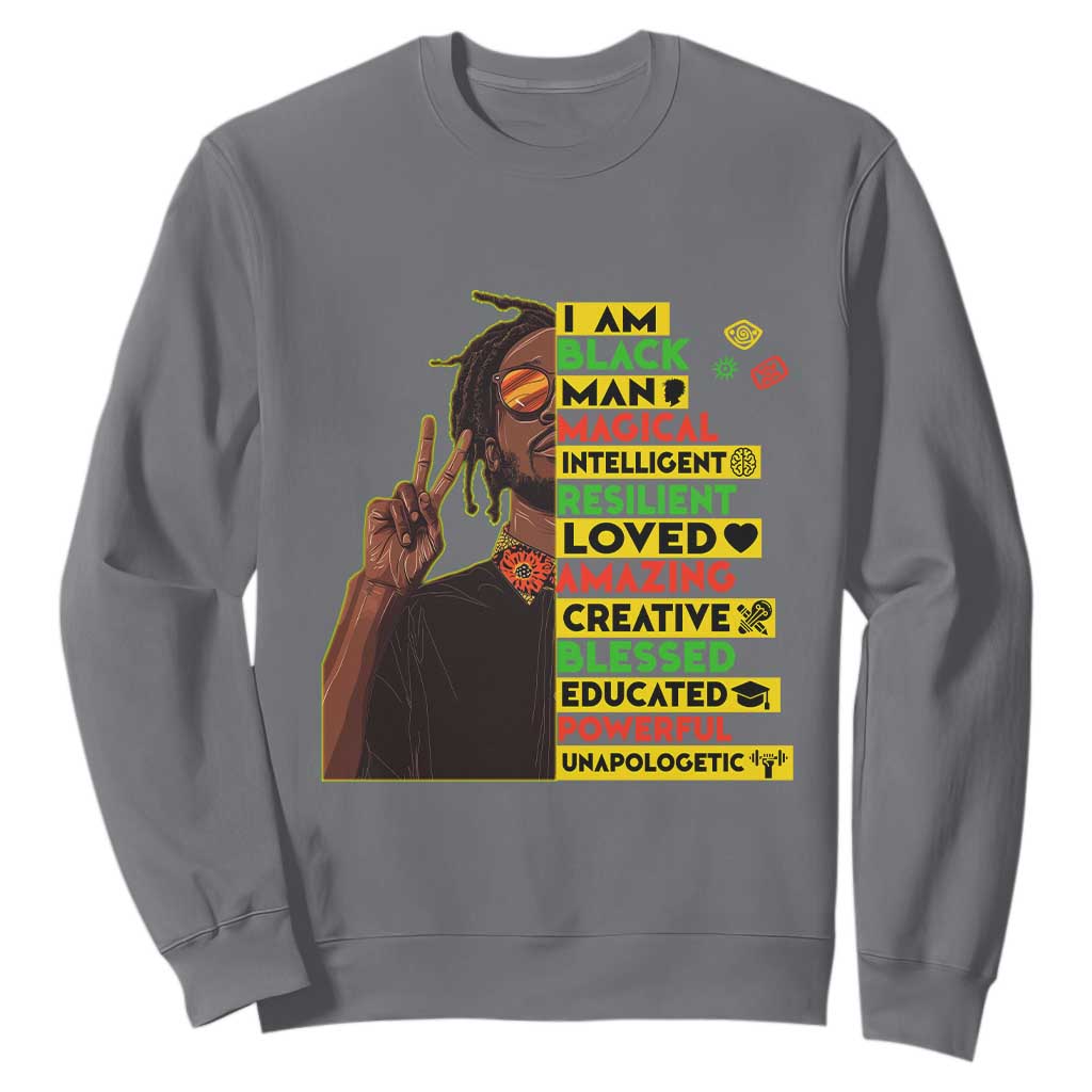 I Am Black Man With Locd Sweatshirt Cool African Pride Black History Month TS02