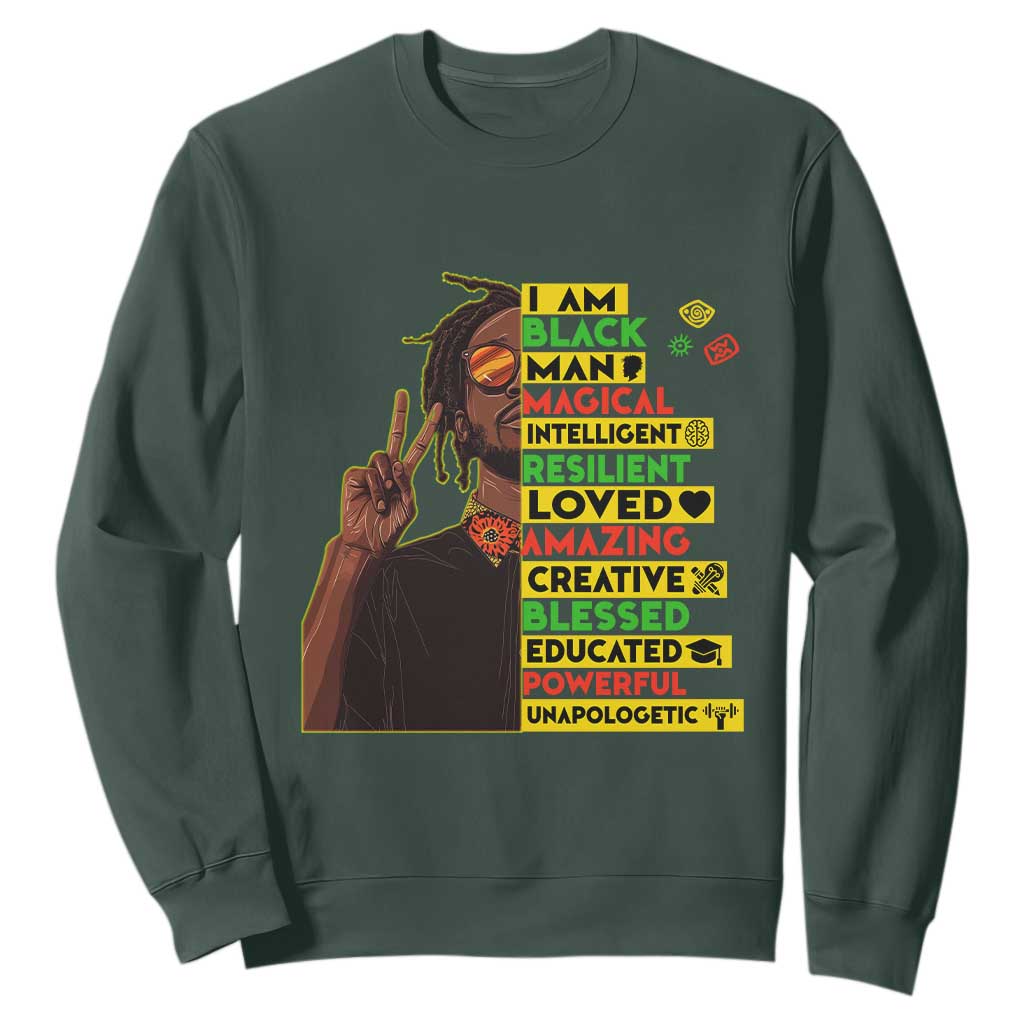 I Am Black Man With Locd Sweatshirt Cool African Pride Black History Month TS02