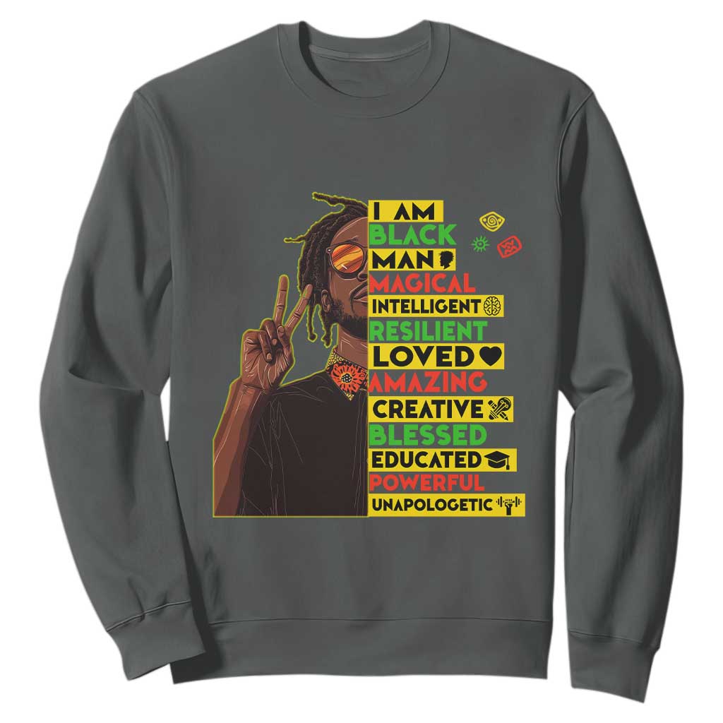 I Am Black Man With Locd Sweatshirt Cool African Pride Black History Month TS02