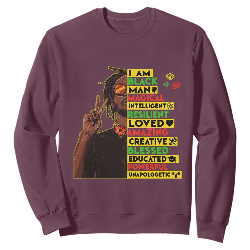 I Am Black Man With Locd Sweatshirt Cool African Pride Black History Month TS02