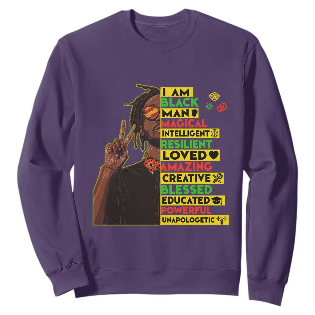 I Am Black Man With Locd Sweatshirt Cool African Pride Black History Month TS02