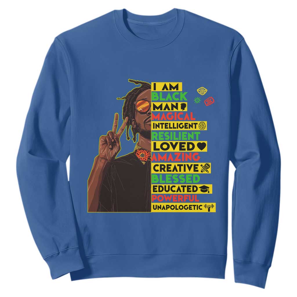 I Am Black Man With Locd Sweatshirt Cool African Pride Black History Month TS02