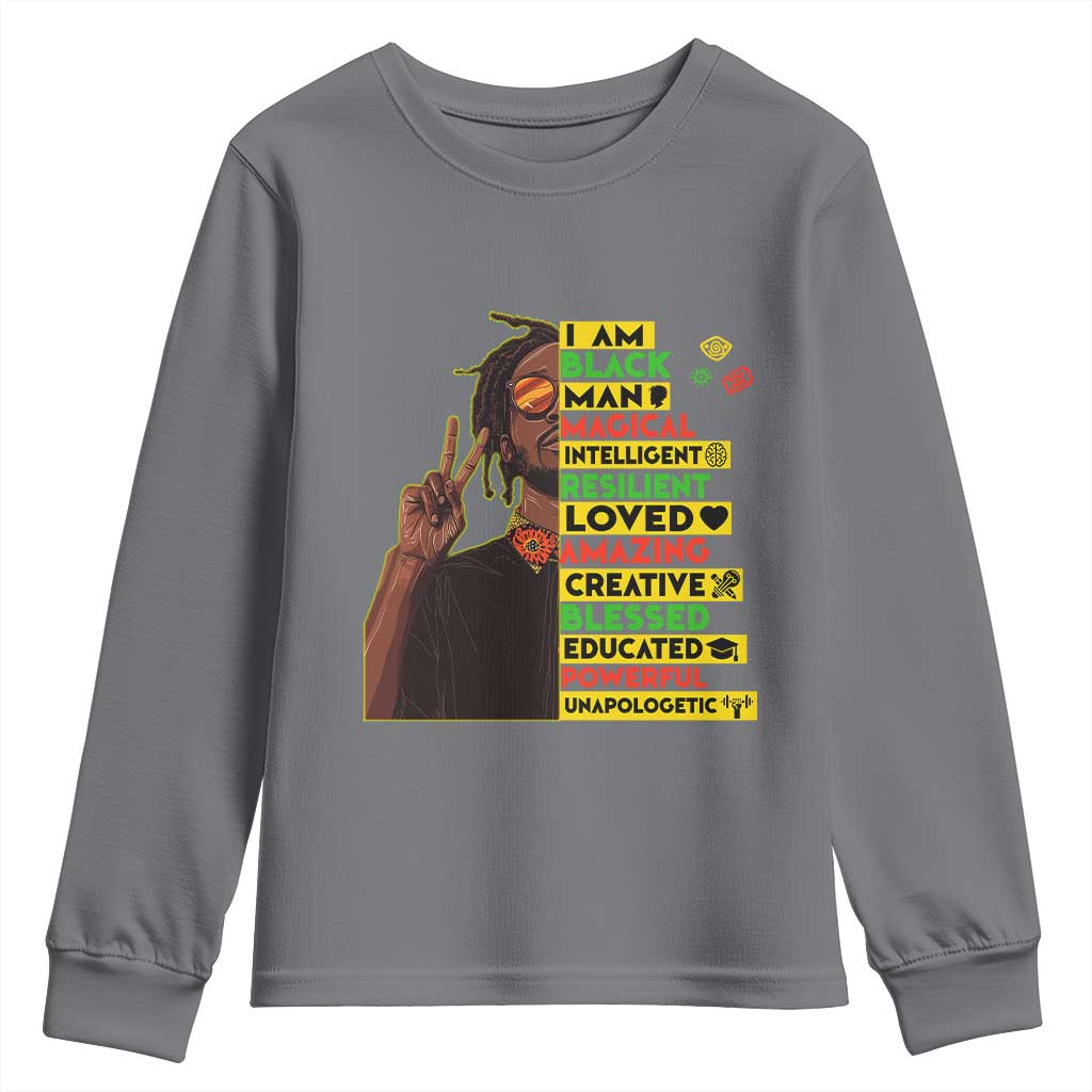 I Am Black Man With Locd Youth Sweatshirt Cool African Pride Black History Month TS02