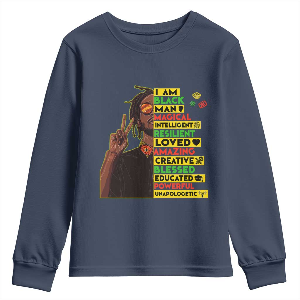 I Am Black Man With Locd Youth Sweatshirt Cool African Pride Black History Month TS02