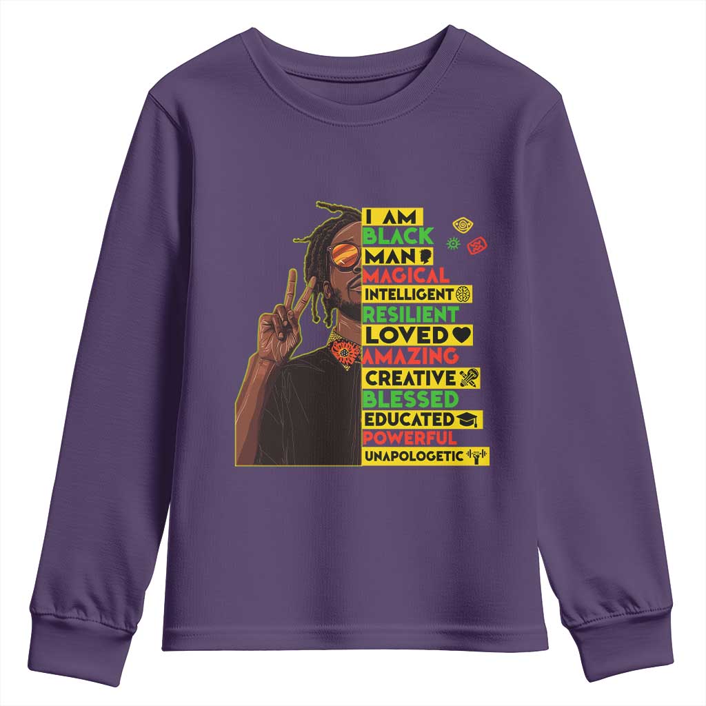 I Am Black Man With Locd Youth Sweatshirt Cool African Pride Black History Month TS02