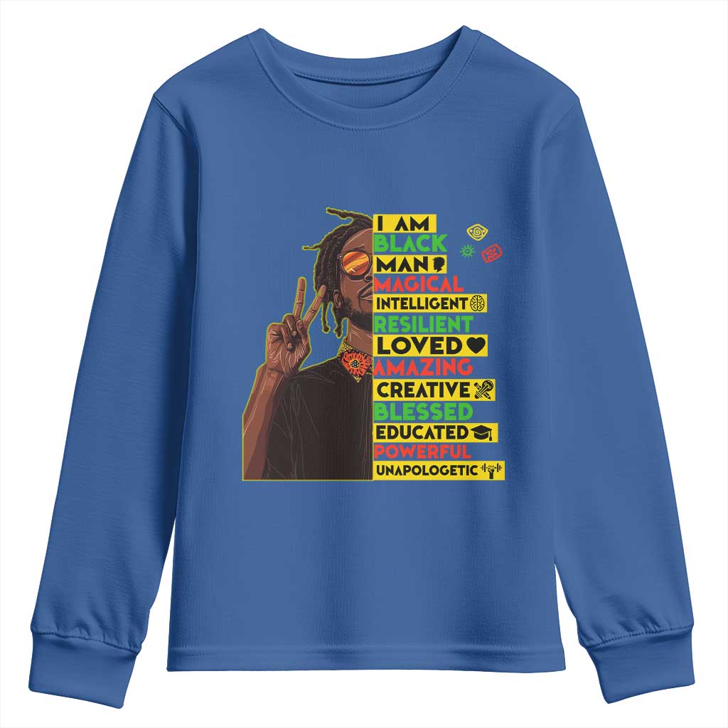 I Am Black Man With Locd Youth Sweatshirt Cool African Pride Black History Month TS02
