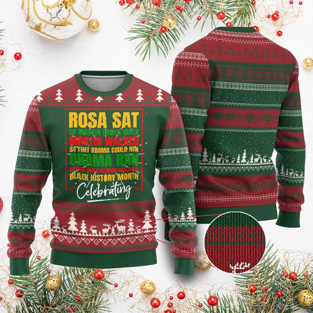 Celebrate Black History Month Knit Sweatshirt Rosa Sat Martin Walked Obama Ran So Our Children Could Fly Inspiration TS02