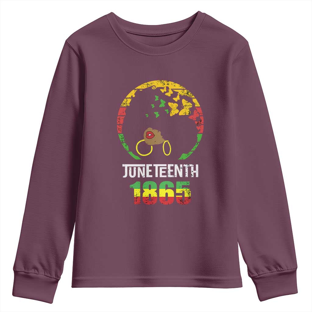 Juneteenth 1865 Youth Sweatshirt Retro Black Woman Pride TS02