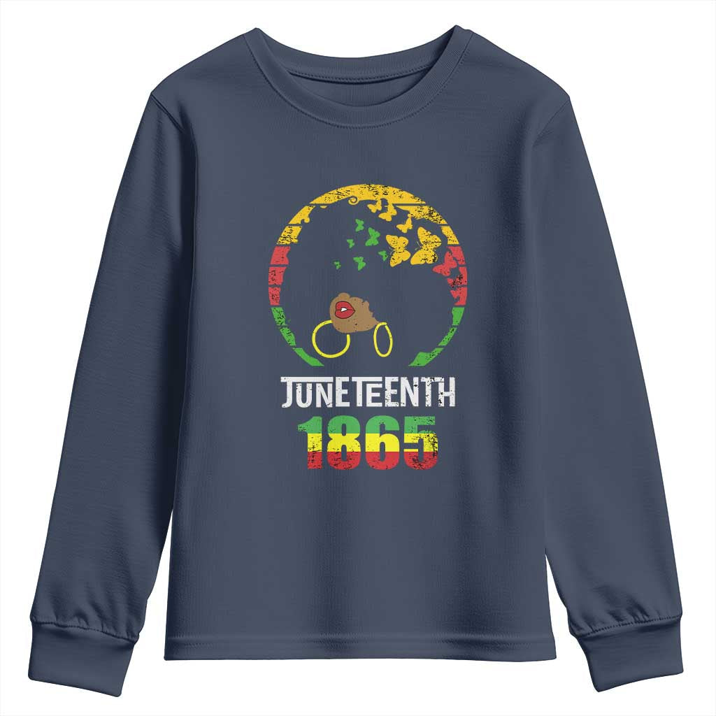 Juneteenth 1865 Youth Sweatshirt Retro Black Woman Pride TS02