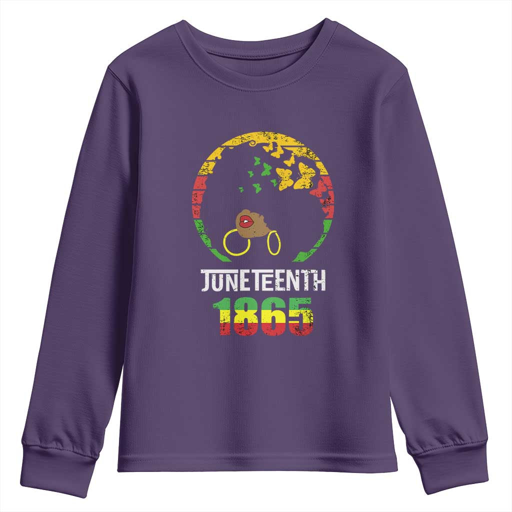 Juneteenth 1865 Youth Sweatshirt Retro Black Woman Pride TS02