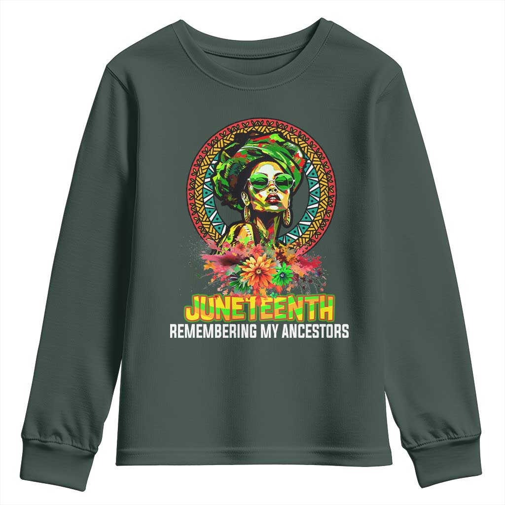 Juneteenth 1865 Youth Sweatshirt Remembering Ancestors African American Woman TS02