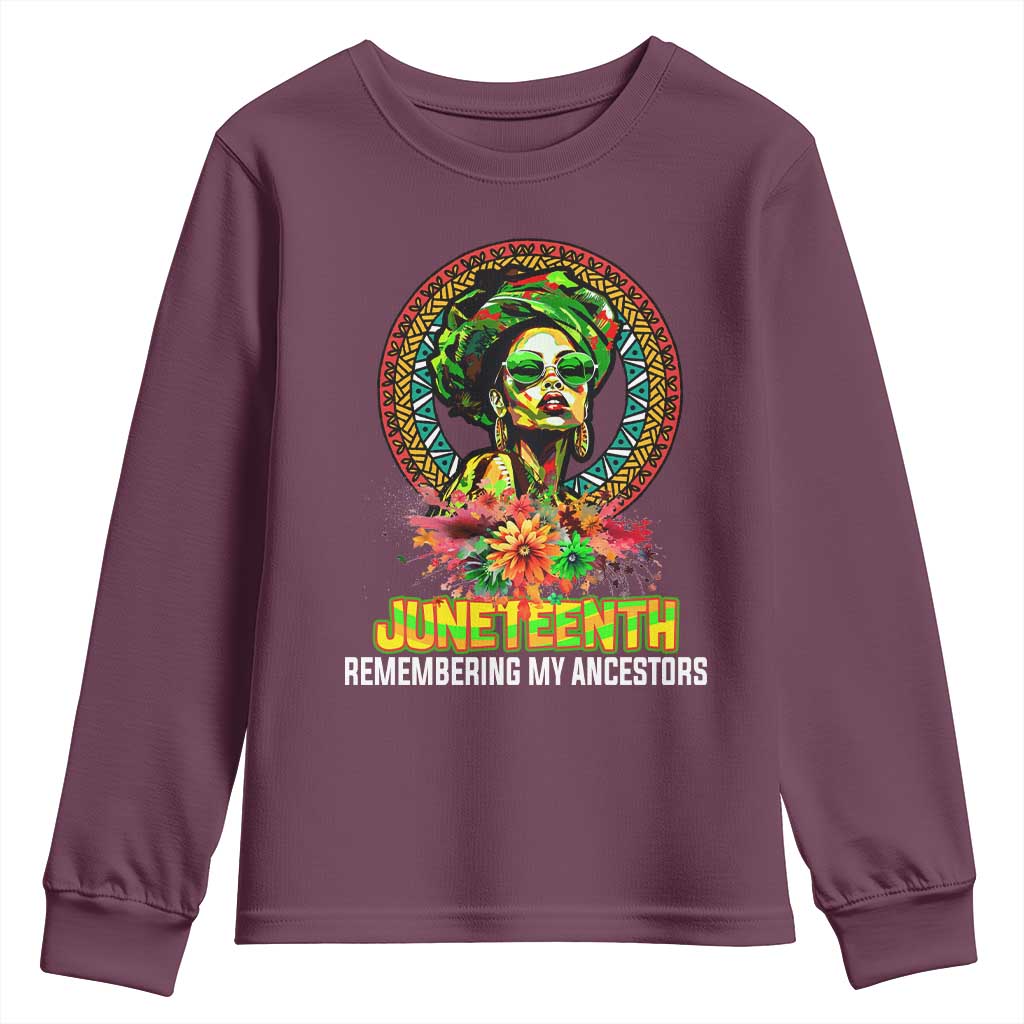Juneteenth 1865 Youth Sweatshirt Remembering Ancestors African American Woman TS02
