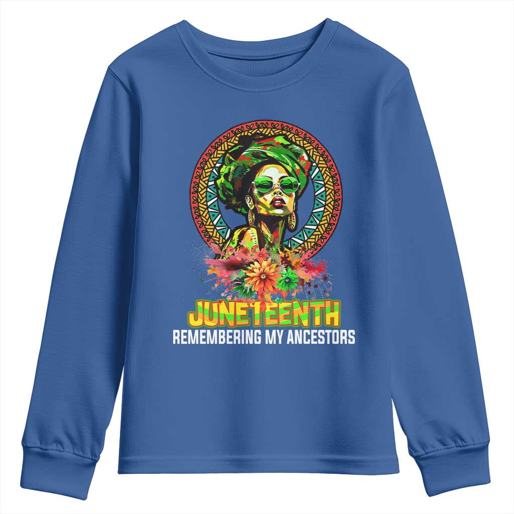 Juneteenth 1865 Youth Sweatshirt Remembering Ancestors African American Woman TS02