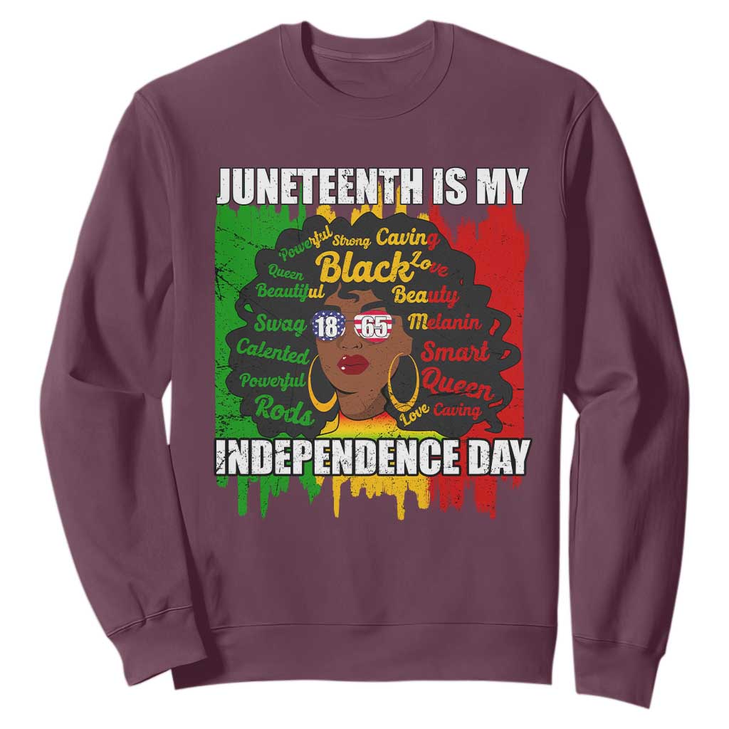 Juneteenth Is My Independence Day Sweatshirt Since 1865 African American Woman TS02