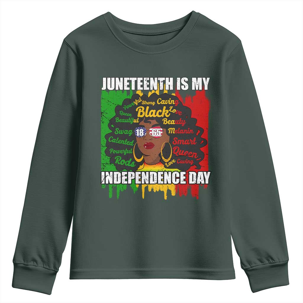 Juneteenth Is My Independence Day Youth Sweatshirt Since 1865 African American Woman TS02