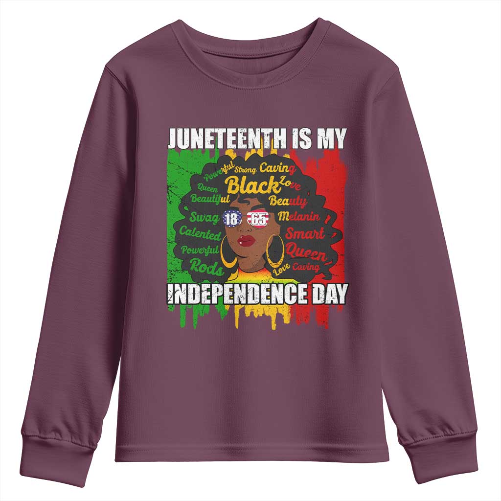 Juneteenth Is My Independence Day Youth Sweatshirt Since 1865 African American Woman TS02