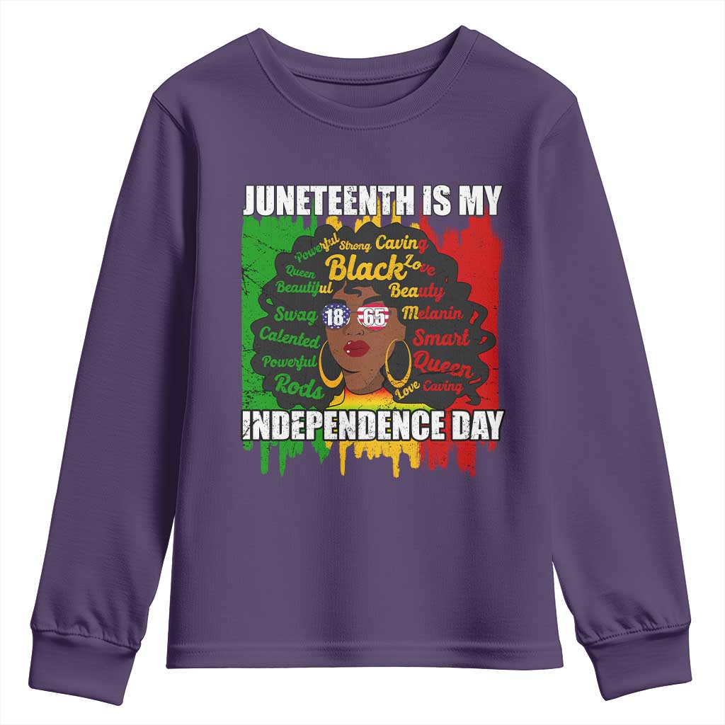 Juneteenth Is My Independence Day Youth Sweatshirt Since 1865 African American Woman TS02